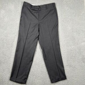 Zanella Devon Pants Mens 34 Gray Wool Dress Trouser Made in Italy Cuffed